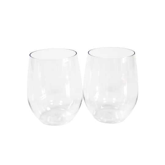 12oz. Clear Plastic Stemless Wine Glasses by Celebrate It&#x2122;, 20ct.